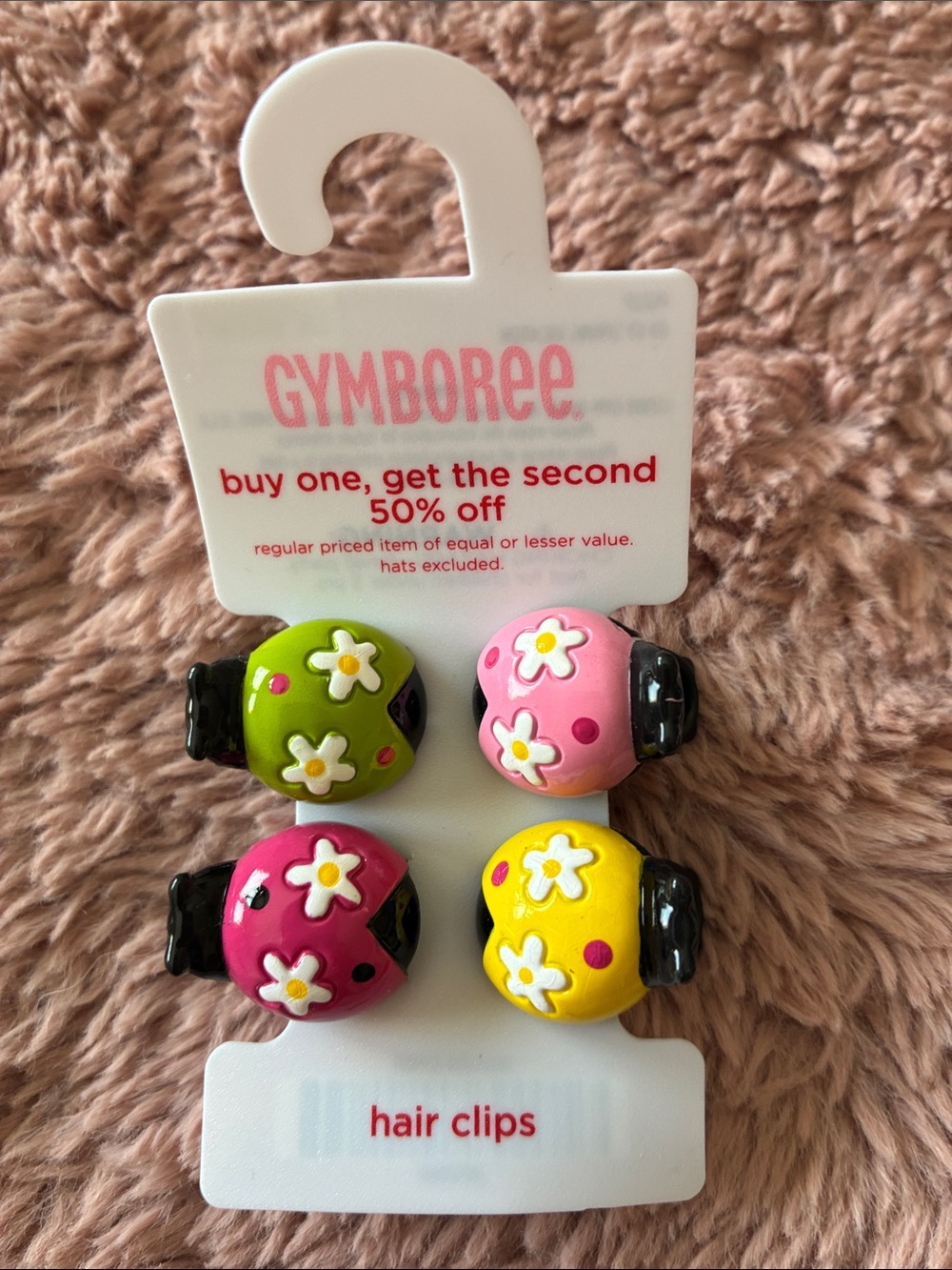 Gymboree Ladybug Snap Hair Clips in Green, Pink, Hot Pink, Yellow